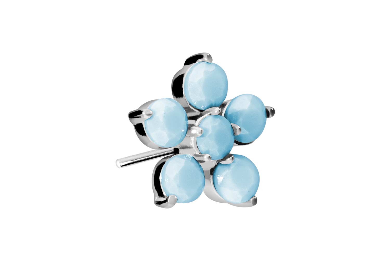 Titan Aufsatz mit Push Pin BLUME + SYNTHETISCHE TÜRKISE von Piercingline